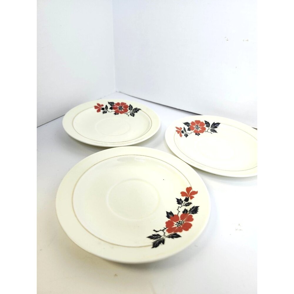 3 HALL RED POPPY SAUCERS